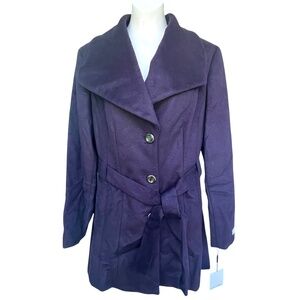 Vintage Calvin Klein Wool Blend Coat Womens 16 Eggplant Purple NWT New With Tags